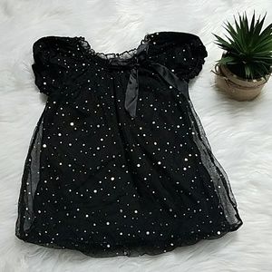 New girl lace shimmer bubble top